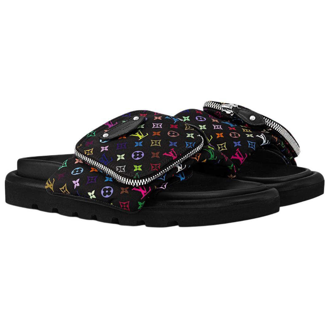LOUIS VUITTON x Takashi Murakami Slide Slippers Women's Black