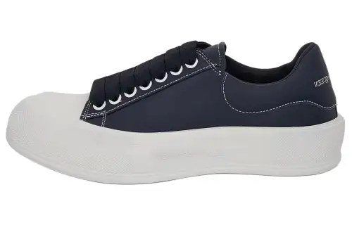 Alexander McQueen Leather Deck Plimsoll Navy Blue