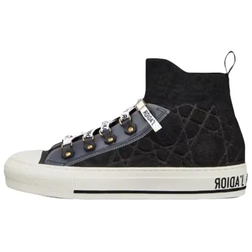 DIOR Walk'n'Dior Platform Shoes Fabric High top Stylish Skateboarding Shoes Women's Black