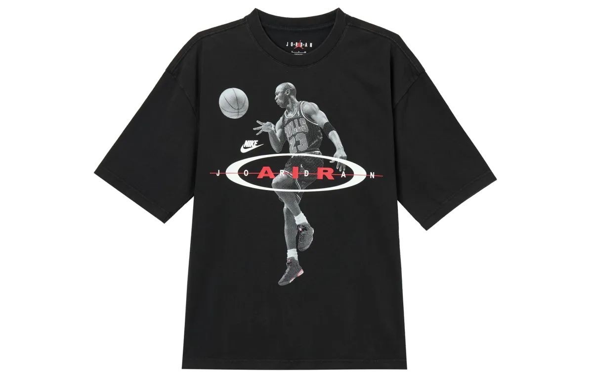 Jordan Air T-Shirts Men's Black Crew Neck Moderate