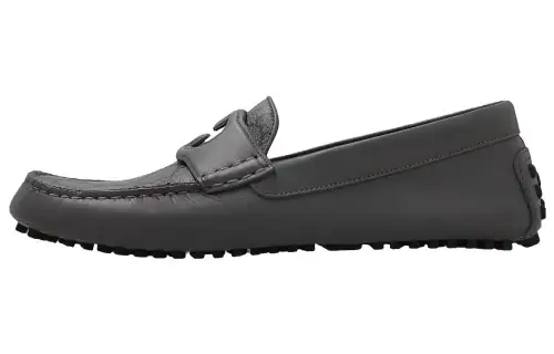 GUCCI Interlocking Gommino Loafers Men's Gray