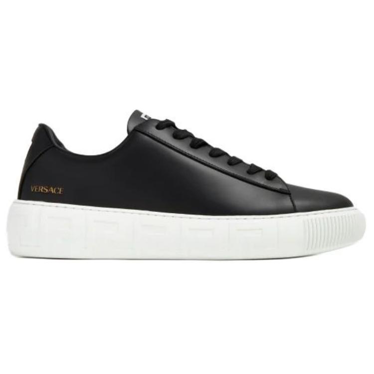 VERSACE Greca Lace-up Sneakers Black White