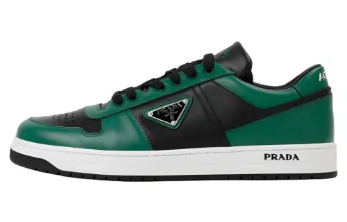 PRADA Downtown Leather Low top Skateboard Shoes Men's Green