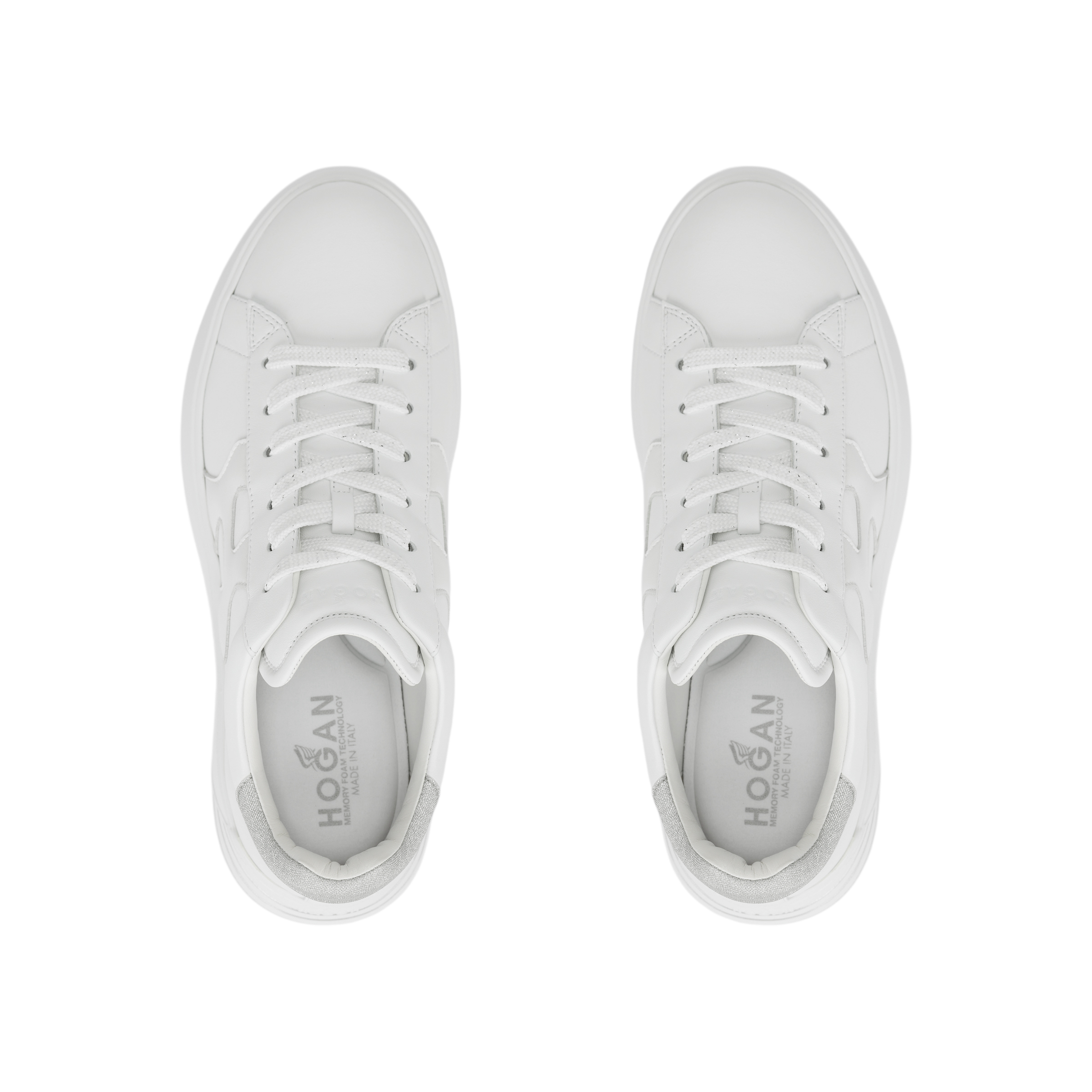 HOGAN Rebel Low top Stylish Skateboarding Shoes Women's White Silver
