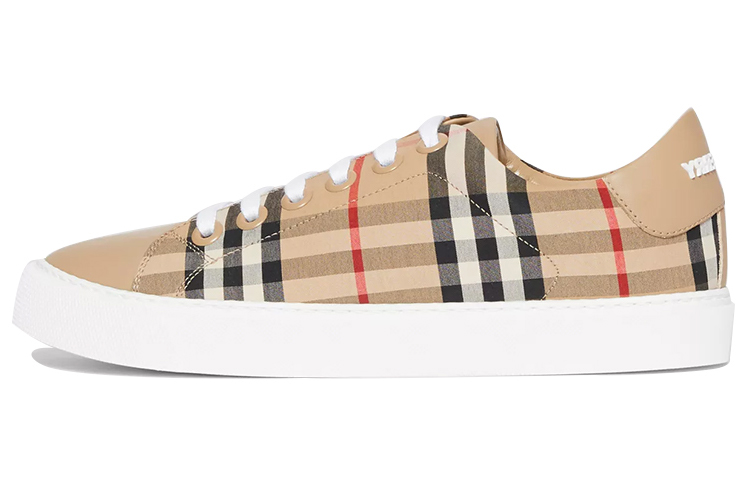 Burberry Burberry Vintage Plaid Casual Low-top Fashion Sneakers Women's Beige