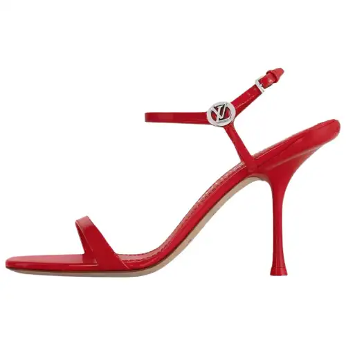 LOUIS VUITTON 6AM Patent Leather One Strap Sandals 9cm Women's Red