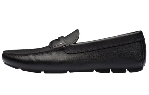 PRADA Leather Casual Shoes Men's Black