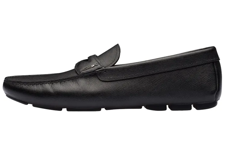PRADA Leather Casual Shoes Men's Black