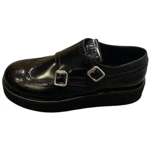 MIU MIU Leather Casual Shoes Women's Black