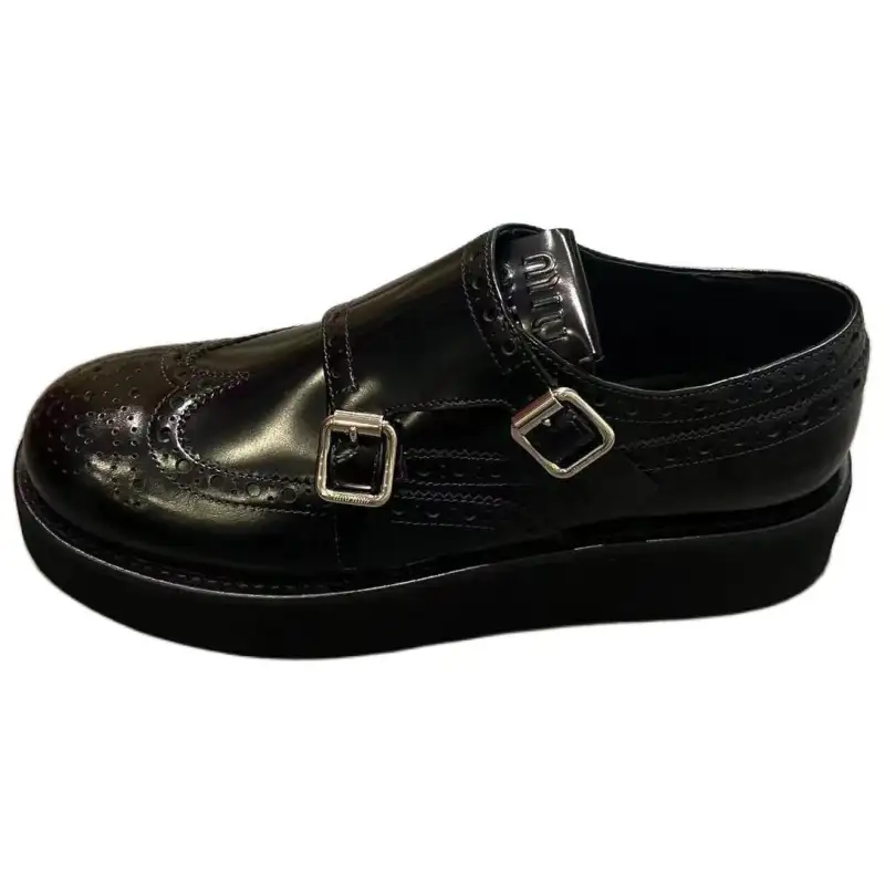 MIU MIU Leather Casual Shoes Women's Black