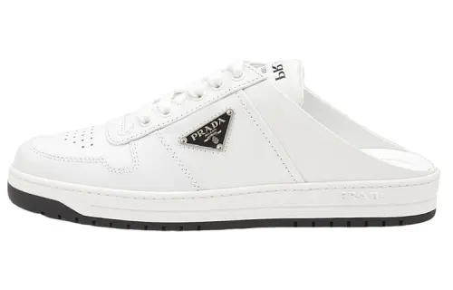 PRADA Rubber Sole Abrasion Resistant Closed Toe Slippers Women's White