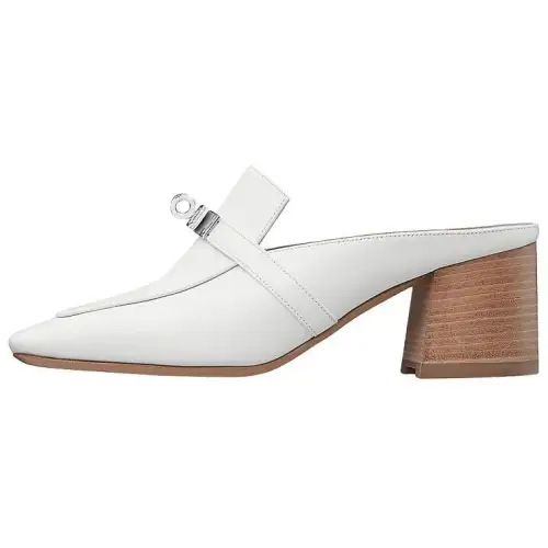 HERMES Blossom Closed Toe Slippers Women's White