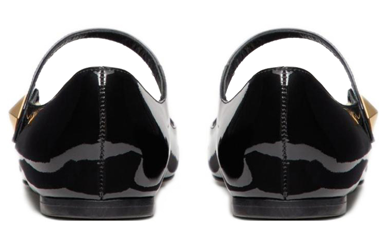Valentino TIPTOE Leather Flat Shoes Women's Black