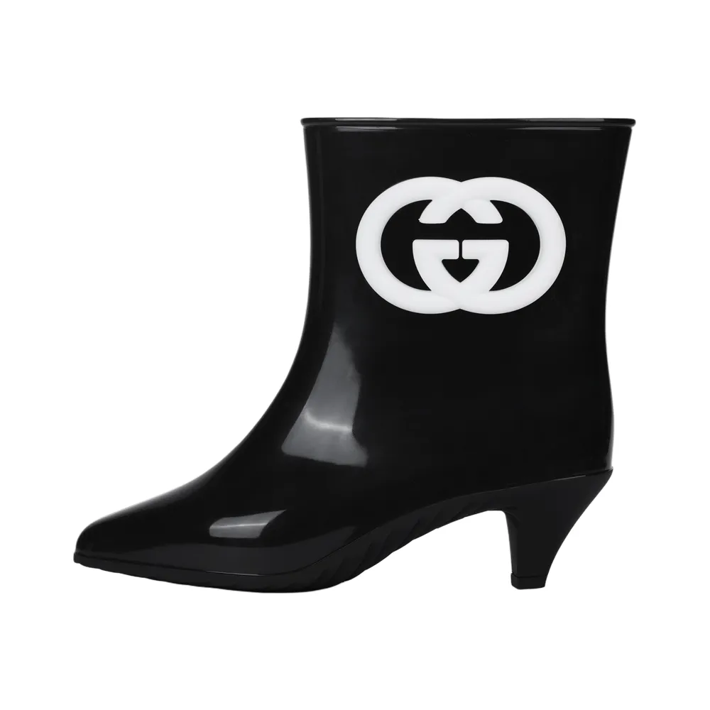 GUCCI Interlocking Rubber Ankle Boots Women's Black