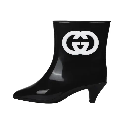 GUCCI Interlocking Rubber Ankle Boots Women's Black