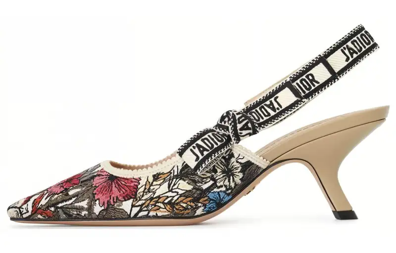 DIOR J'Adior Fabric Pointed Toe Slim Heel High Heels Women's Multicolor