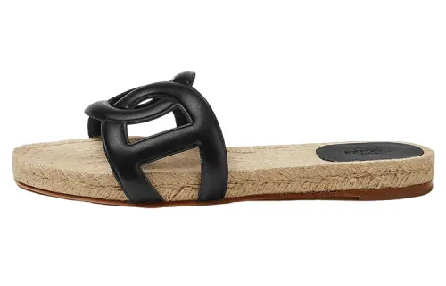 HERMES Famosa Slide Slippers Women's Black