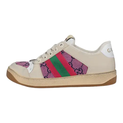 GUCCI Screener Distressed Shoes Stylish Skateboarding Shoes Women's Brown