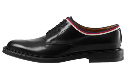 GUCCI Web-trim Leather Derby Shoes