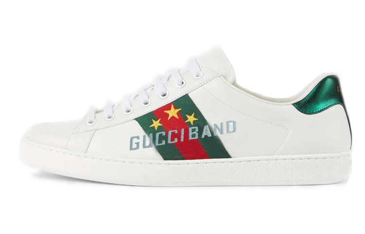 Мужские кеды Gucci Ace Band (белые) — фото 1