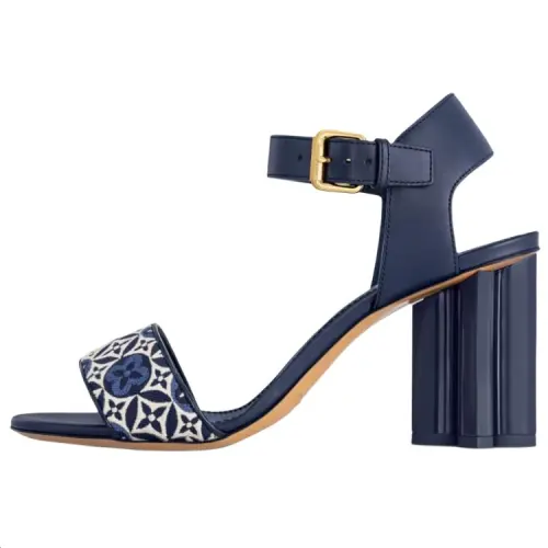 LOUIS VUITTON Silhouette One Strap Sandals 8cm Women's Blue