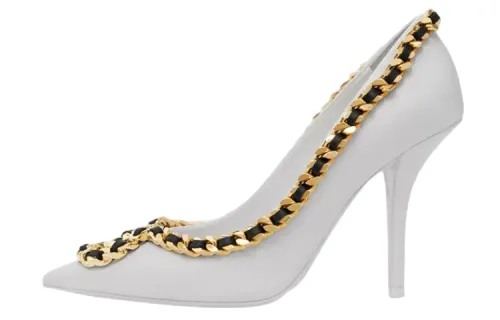 Burberry Leather Slim Heel High Heels Women's White