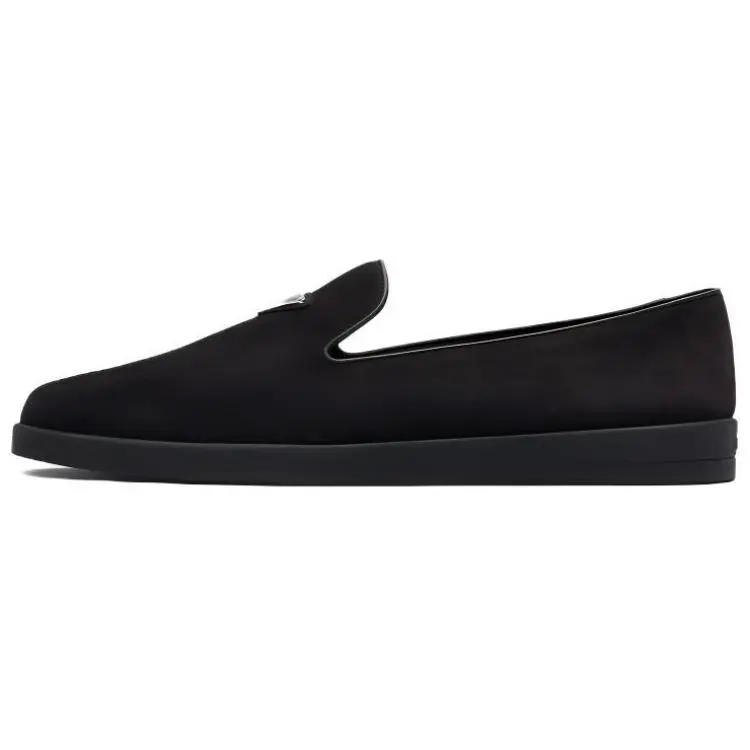 PRADA Leather Casual Shoes Men's Black