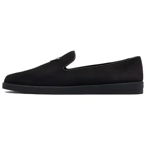 PRADA Leather Casual Shoes Men's Black