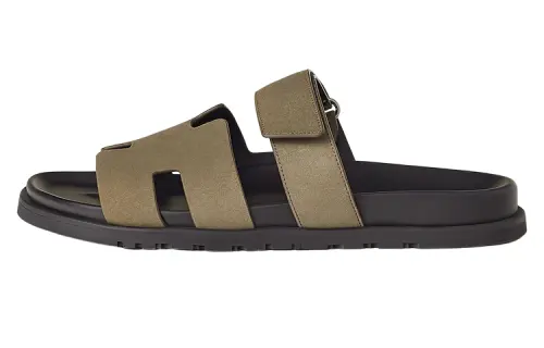 HERMES Chypre Slide Slippers Men's Light Brown