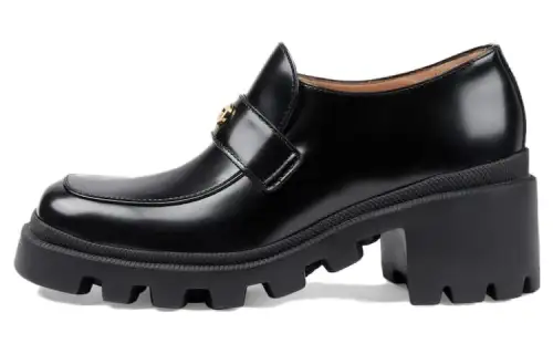 GUCCI Interlocking Loafers 7.5cm Women's Black
