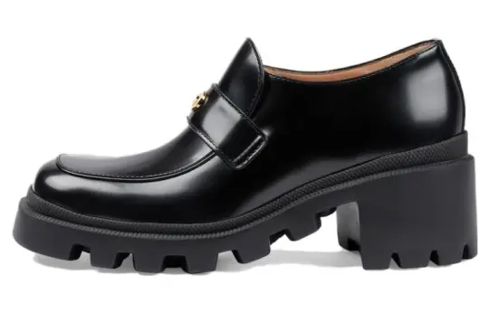 GUCCI Interlocking Loafers 7.5cm Women's Black