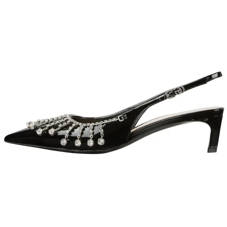 GUCCI Patent Leather Chunky Heel High Heels 4.3cm Women's Black