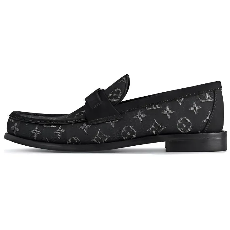 LOUIS VUITTON Major Cow Leather Loafers Men's Black