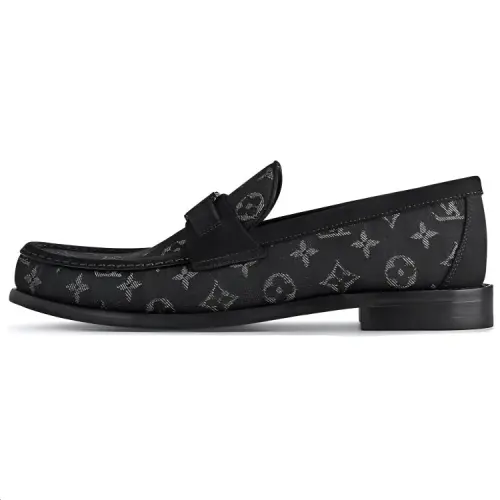 LOUIS VUITTON Major Cow Leather Loafers Men's Black