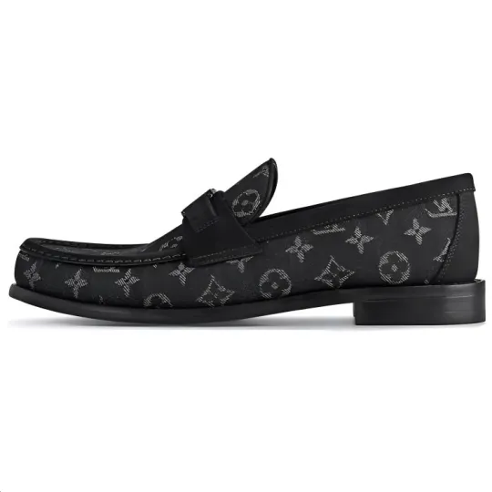 LOUIS VUITTON Major Cow Leather Loafers Men's Black