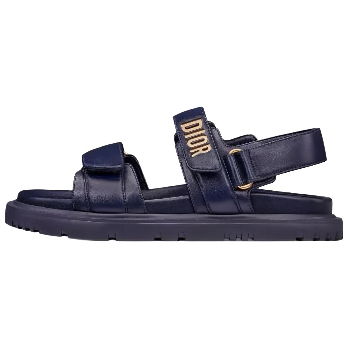 DIOR DiorAct Leather Beach Sandals Women's Dark Blue