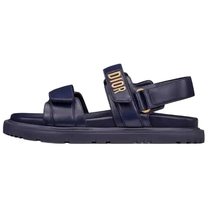 DIOR DiorAct Leather Beach Sandals Women's Dark Blue