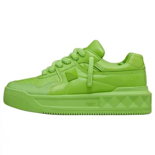 Valentino One Stud Leather Low top Skateboard Shoes Men's Green