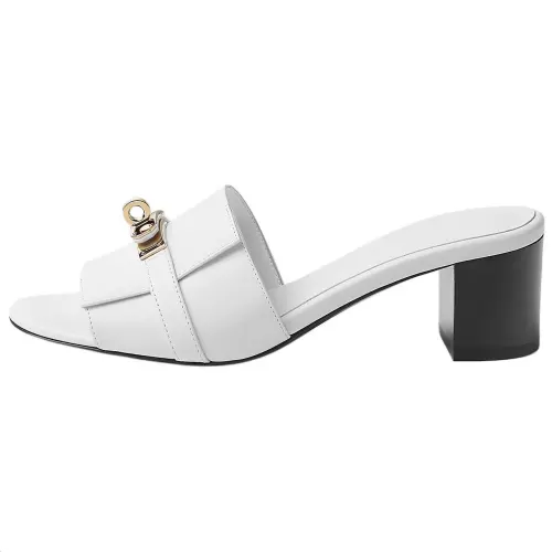 HERMES Gigi Slide Slippers 5cm Women's White