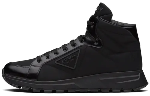 PRADA Prax 01 High Top Re Nylon And Brushed Leather Black
