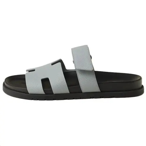 HERMES Chypre Slide Slippers 1.3cm Men's Cloud Gray