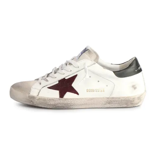 Golden Goose Super Star Casual Low top Stylish Skateboarding Shoes Men's White Red Distressed