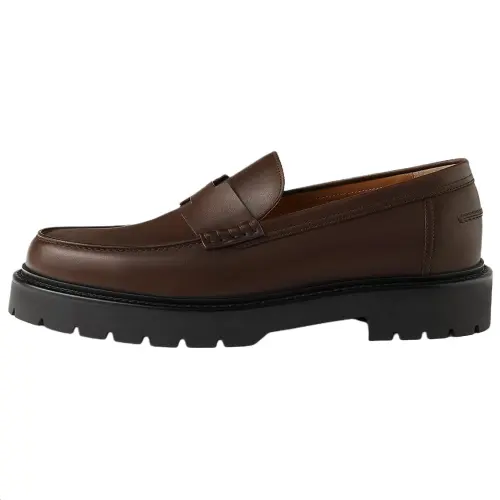 HERMES Klement Leather Casual Shoes Men's Brown