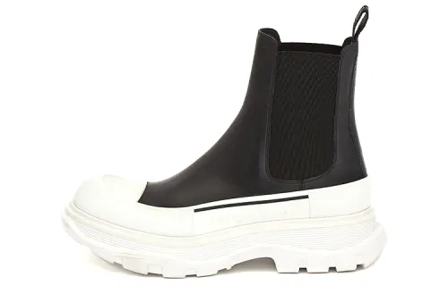 Alexander McQueen Chelsea Tread Ankle Boot Black White Women's