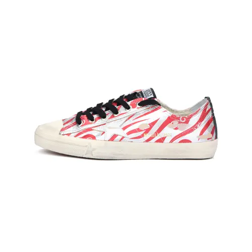 Golden Goose V Star Leather Low top Stylish Skateboarding Shoes Men's Red Distressed