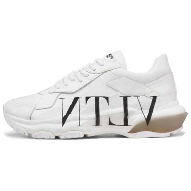 Valentino Bounce VLTN Cow Leather Low top Chunky Sneakers Women's White Asian Version