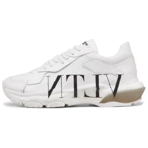 Valentino Bounce VLTN Cow Leather Low top Chunky Sneakers Women's White Asian Version