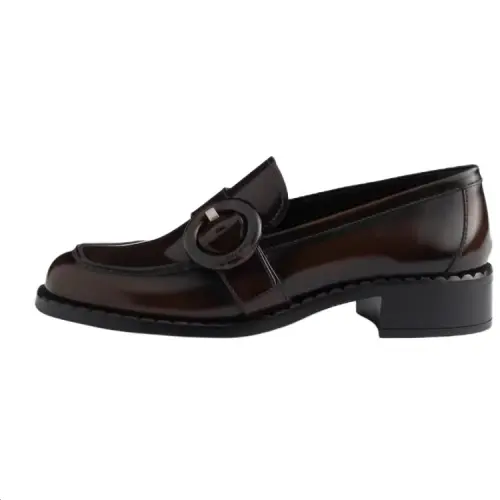 PRADA Leather Loafers 3.5cm Women's Brown