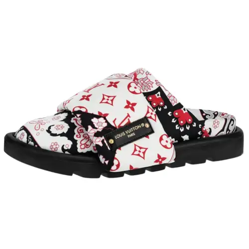 LOUIS VUITTON Quick Dry Closed Toe Slippers Women's White Red