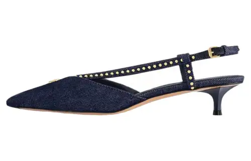 LOUIS VUITTON Stellar Denim Cone Heel High Heels 3.5cm Women's Dark Blue